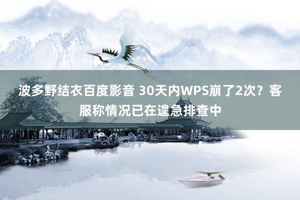 波多野结衣百度影音 30天内WPS崩了2次？客服称情况已在遑急排查中