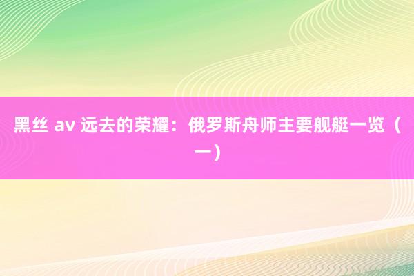 黑丝 av 远去的荣耀：俄罗斯舟师主要舰艇一览（一）