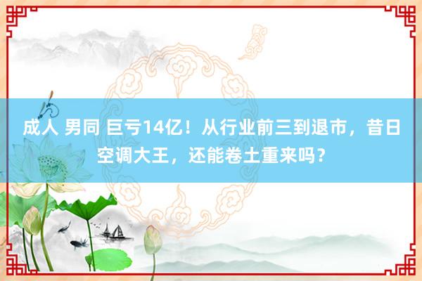 成人 男同 巨亏14亿！从行业前三到退市，昔日空调大王，还能卷土重来吗？