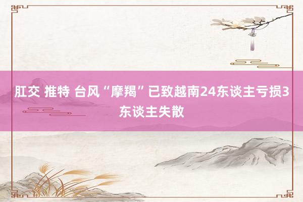 肛交 推特 台风“摩羯”已致越南24东谈主亏损3东谈主失散