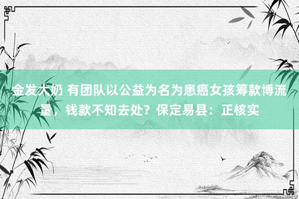 金发大奶 有团队以公益为名为患癌女孩筹款博流量，钱款不知去处？保定易县：正核实