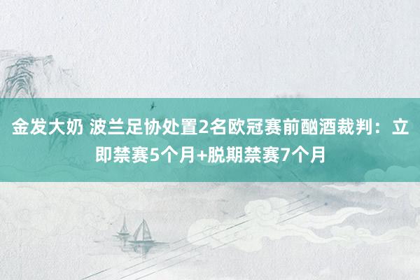 金发大奶 波兰足协处置2名欧冠赛前酗酒裁判：立即禁赛5个月+脱期禁赛7个月