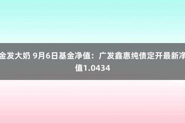 金发大奶 9月6日基金净值：广发鑫惠纯债定开最新净值1.0434