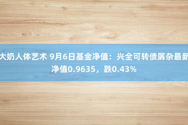 大奶人体艺术 9月6日基金净值：兴全可转债羼杂最新净值0.9635，跌0.43%