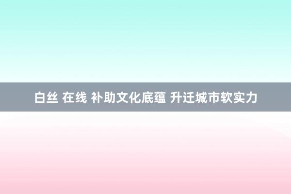 白丝 在线 补助文化底蕴 升迁城市软实力