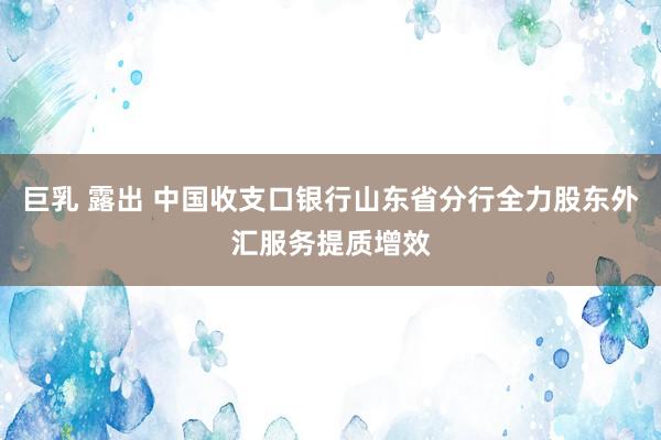 巨乳 露出 中国收支口银行山东省分行全力股东外汇服务提质增效