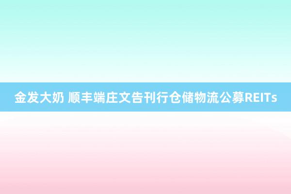 金发大奶 顺丰端庄文告刊行仓储物流公募REITs