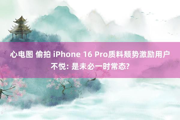 心电图 偷拍 iPhone 16 Pro质料颓势激励用户不悦: 是未必一时常态?