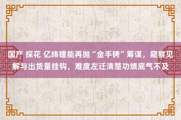 国产 探花 亿纬锂能再抛“金手铐”筹谋，窥察见解与出货量挂钩，难度左迁清楚功绩底气不及