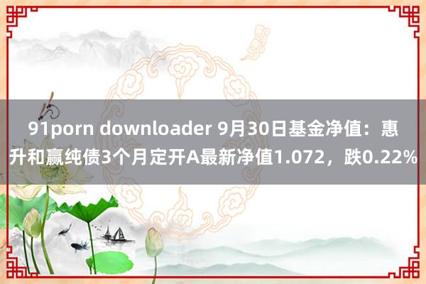 91porn downloader 9月30日基金净值：惠升和赢纯债3个月定开A最新净值1.072，跌0.22%