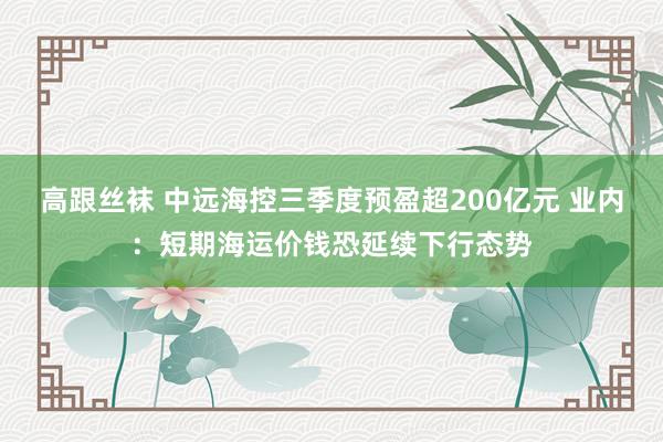 高跟丝袜 中远海控三季度预盈超200亿元 业内：短期海运价钱恐延续下行态势