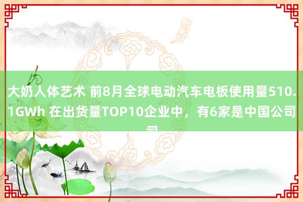 大奶人体艺术 前8月全球电动汽车电板使用量510.1GWh 在出货量TOP10企业中，有6家是中国公司