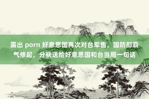 露出 porn 好意思国再次对台军售，国防部霸气修起，分袂送给好意思国和台当局一句话