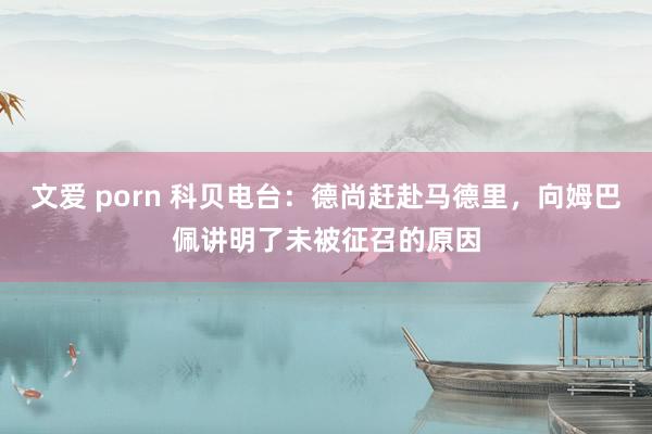 文爱 porn 科贝电台：德尚赶赴马德里，向姆巴佩讲明了未被征召的原因