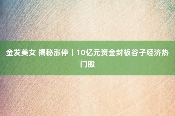 金发美女 揭秘涨停丨10亿元资金封板谷子经济热门股