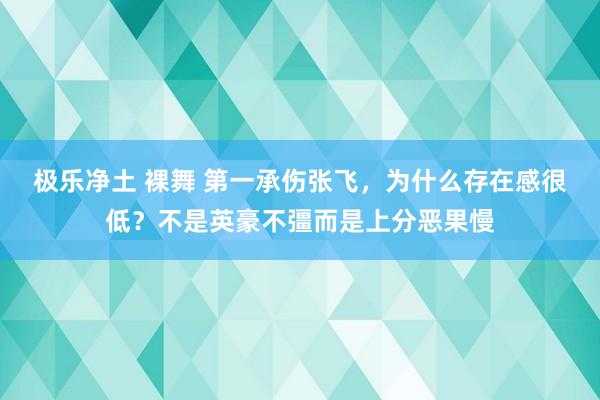 极乐净土 裸舞 第一承伤张飞，为什么存在感很低？不是英豪不彊而是上分恶果慢