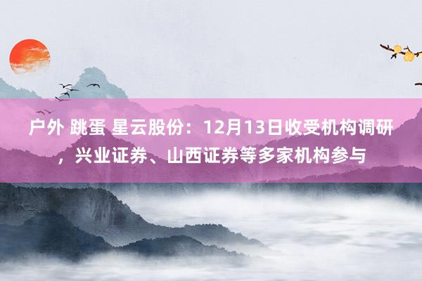 户外 跳蛋 星云股份：12月13日收受机构调研，兴业证券、山西证券等多家机构参与