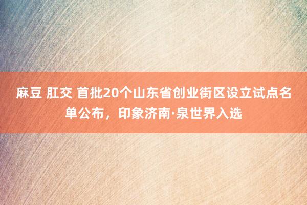 麻豆 肛交 首批20个山东省创业街区设立试点名单公布，印象济南·泉世界入选