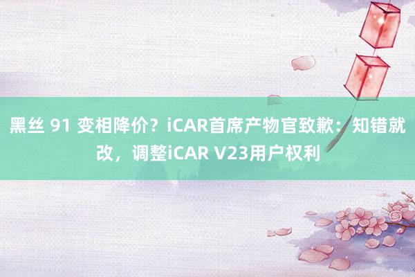 黑丝 91 变相降价？iCAR首席产物官致歉：知错就改，调整iCAR V23用户权利