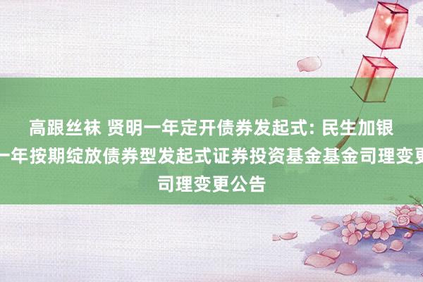 高跟丝袜 贤明一年定开债券发起式: 民生加银贤明一年按期绽放债券型发起式证券投资基金基金司理变更公告