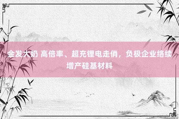 金发大奶 高倍率、超充锂电走俏，负极企业络续增产硅基材料