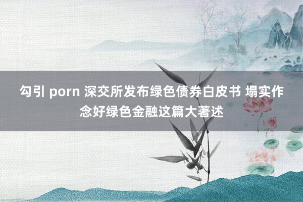 勾引 porn 深交所发布绿色债券白皮书 塌实作念好绿色金融这篇大著述