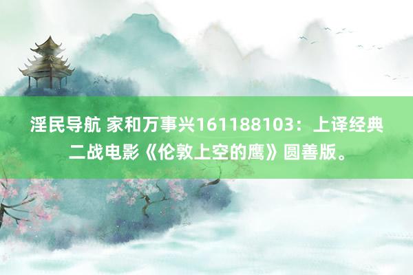 淫民导航 家和万事兴161188103：上译经典二战电影《伦敦上空的鹰》圆善版。